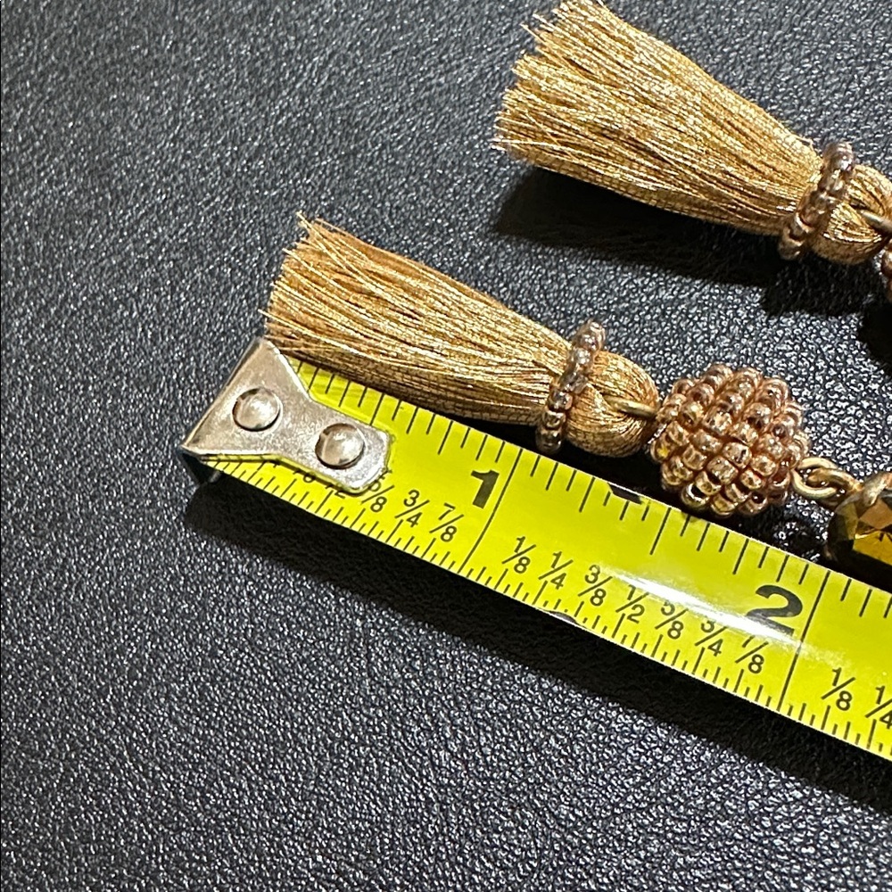 J Crew Metallic Gold Tone Tassel Post Earrings - Picture 7 of 12
